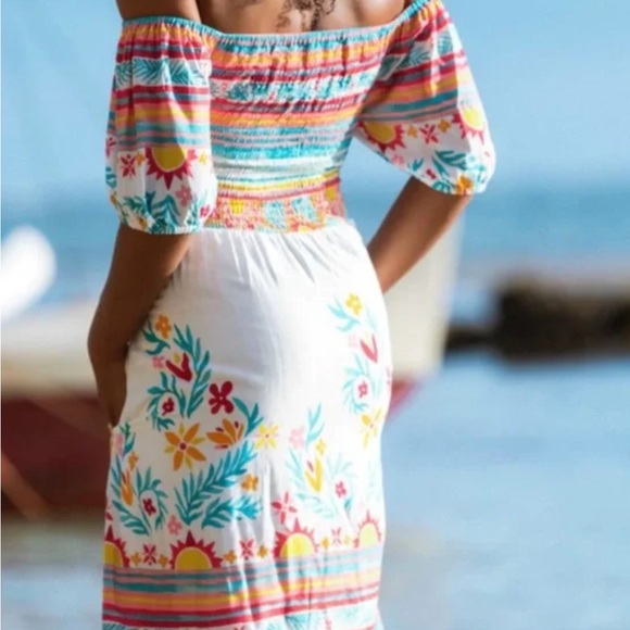 Kenny Flowers Myakoba smocked off-the-shoulder dress. New with tags. Size Small - Picture 2 of 3